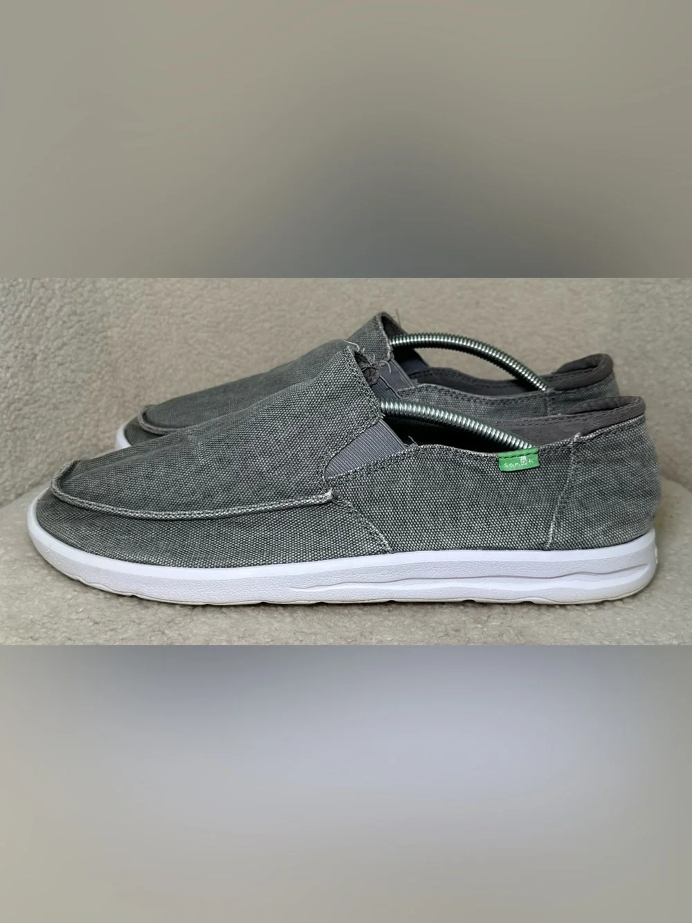 Sanuk Hi Five Men’s Gray Grey Canvas Slip On Loafers Casual Comfortable Shoes 12